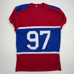 Autographed/Signed Dexter Lawrence II New York Retro Century Red Pro Cut Football Jersey Beckett BAS COA