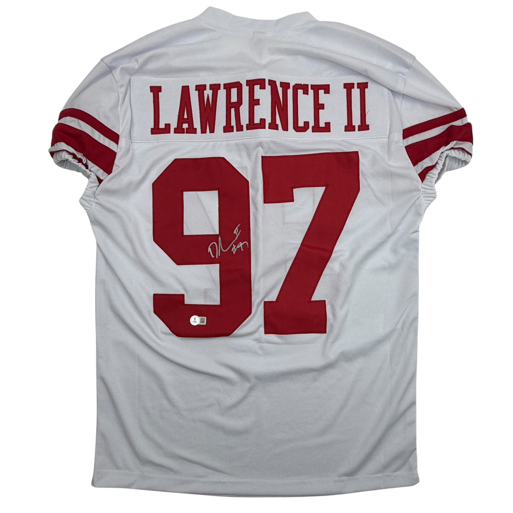 Autographed/Signed Dexter Lawrence II New York White Pro Cut Football Jersey Beckett BAS COA