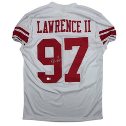 Autographed/Signed Dexter Lawrence II New York White Pro Cut Football Jersey Beckett BAS COA
