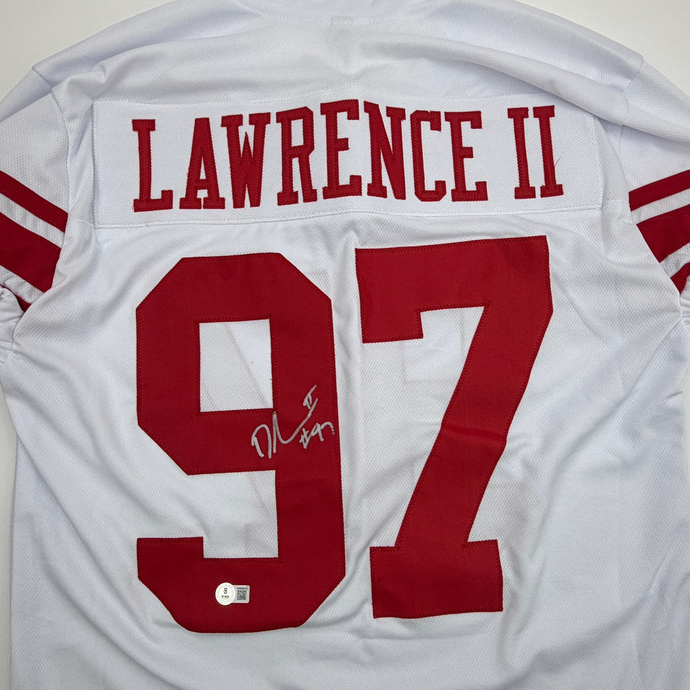 Autographed/Signed Dexter Lawrence II New York White Pro Cut Football Jersey Beckett BAS COA