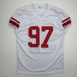 Autographed/Signed Dexter Lawrence II New York White Pro Cut Football Jersey Beckett BAS COA