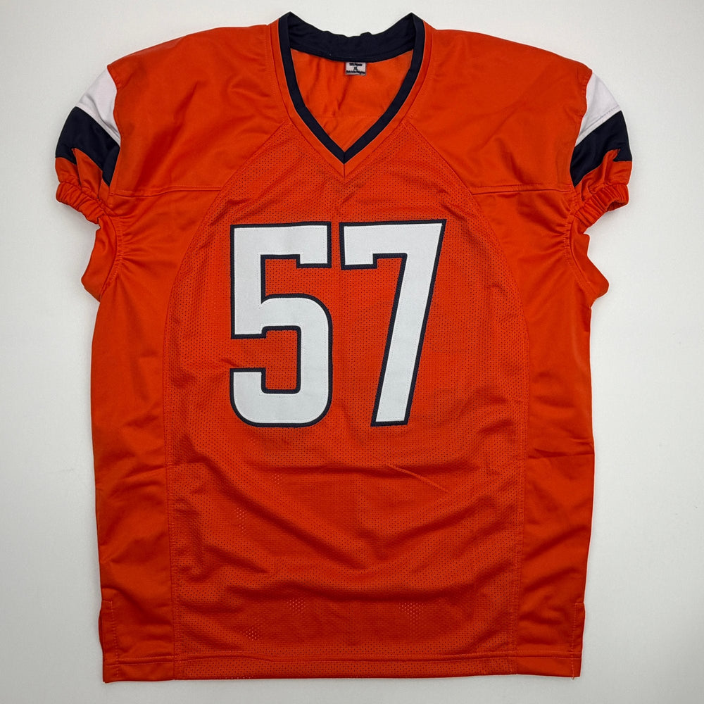Autographed/Signed Dre Greenlaw Denver Orange Pro Cut Football Jersey Beckett BAS COA