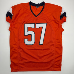 Autographed/Signed Dre Greenlaw Denver Orange Pro Cut Football Jersey Beckett BAS COA