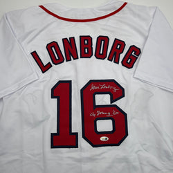 Autographed/Signed Jim Lonborg Cy Young 67 Boston White Baseball Jersey JSA COA