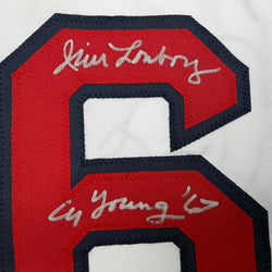 Autographed/Signed Jim Lonborg Cy Young 67 Boston White Baseball Jersey JSA COA