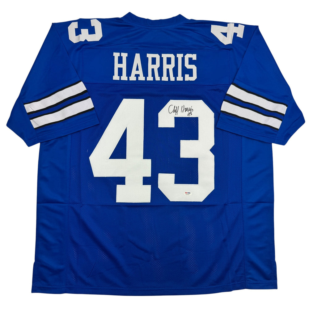 Autographed/Signed Cliff Harris Dallas Blue Football Jersey PSA/DNA COA