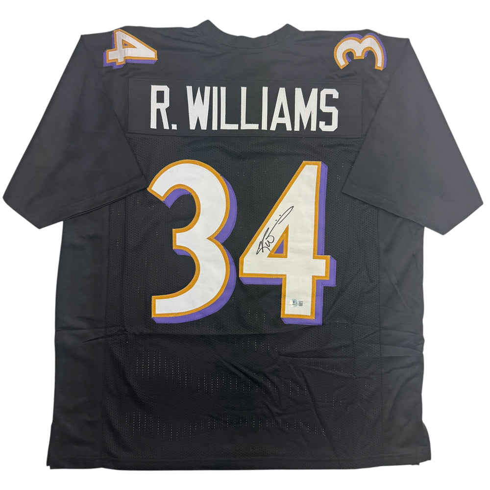 Autographed/Signed Ricky Williams Baltimore Black Football Jersey Beckett BAS COA