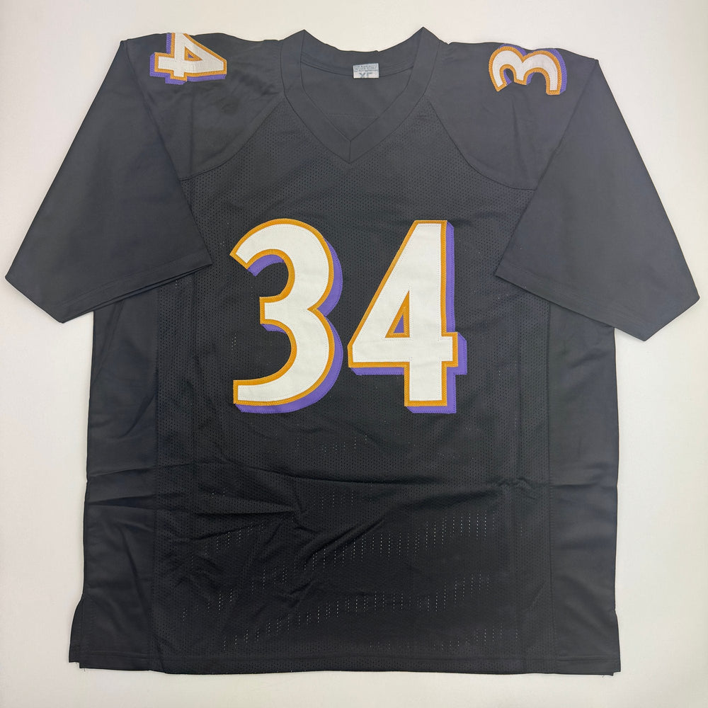 Autographed/Signed Ricky Williams Baltimore Black Football Jersey Beckett BAS COA
