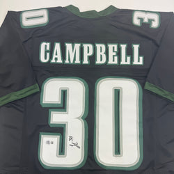 Autographed/Signed Jihaad Campbell Philadelphia Black Football Jersey Beckett BAS COA