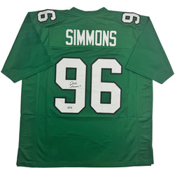 Autographed/Signed Clyde Simmons Philadelphia Kelly Green Football Jersey Beckett BAS COA