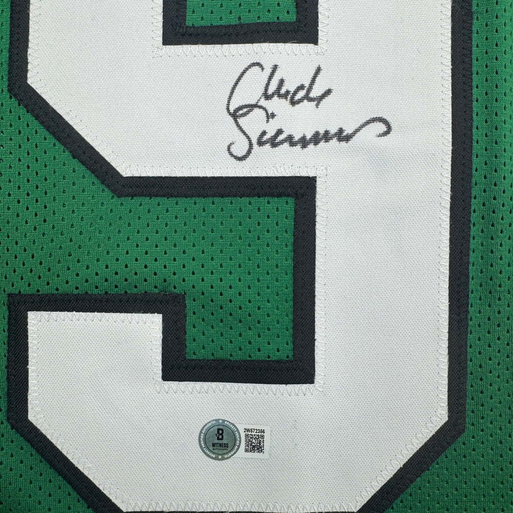 Autographed/Signed Clyde Simmons Philadelphia Kelly Green Football Jersey Beckett BAS COA