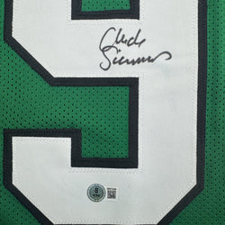 Autographed/Signed Clyde Simmons Philadelphia Kelly Green Football Jersey Beckett BAS COA