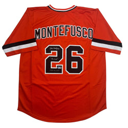 Autographed/Signed John Montefusco 1975 NL ROY San Francisco Orange Baseball Jersey Beckett BAS COA
