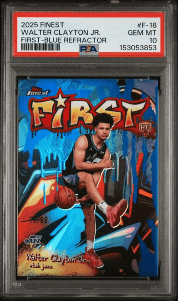 Graded 2025 Topps Finest Walter Clayton Jr. #F18 First Blue Refractor /99 Rookie RC Basketball Card PSA 10 Gem Mint