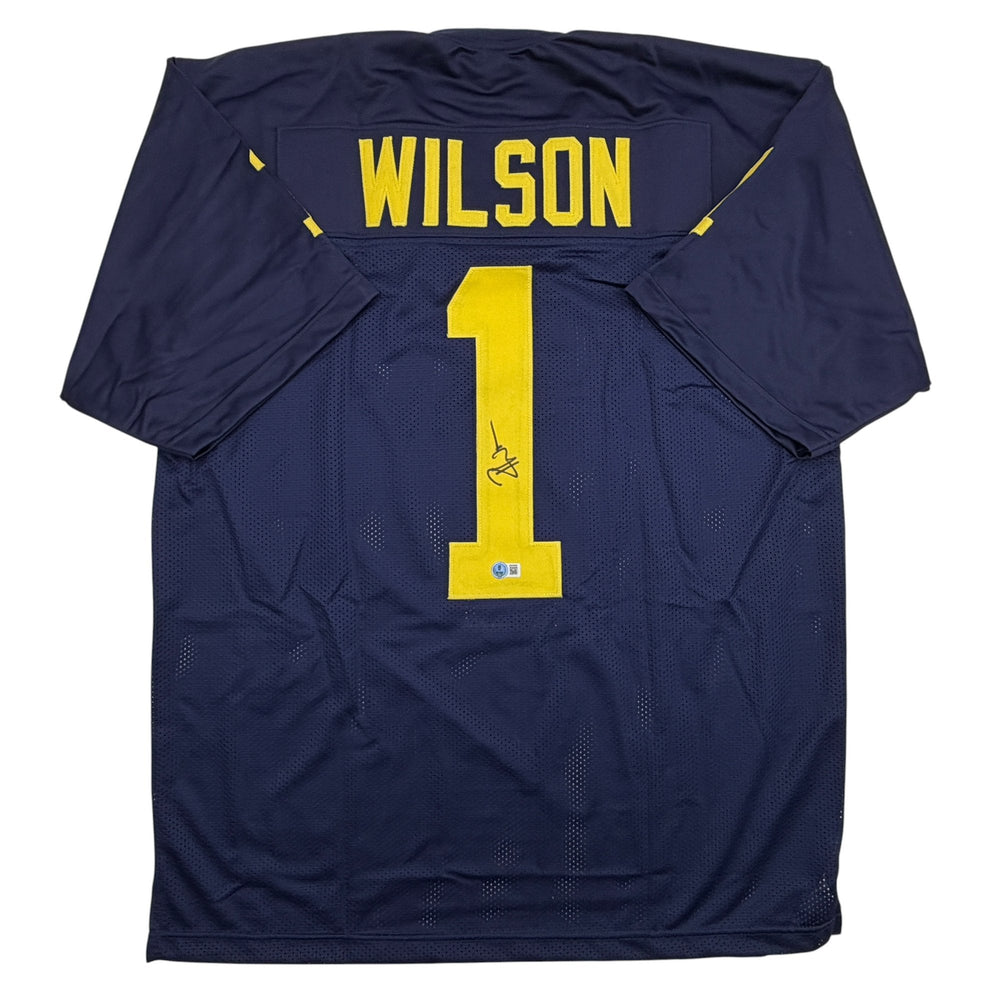 Autographed/Signed Roman Wilson Michigan Blue College Football Jersey Beckett BAS COA