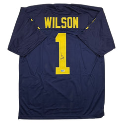 Autographed/Signed Roman Wilson Michigan Blue College Football Jersey Beckett BAS COA