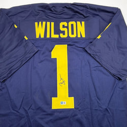 Autographed/Signed Roman Wilson Michigan Blue College Football Jersey Beckett BAS COA