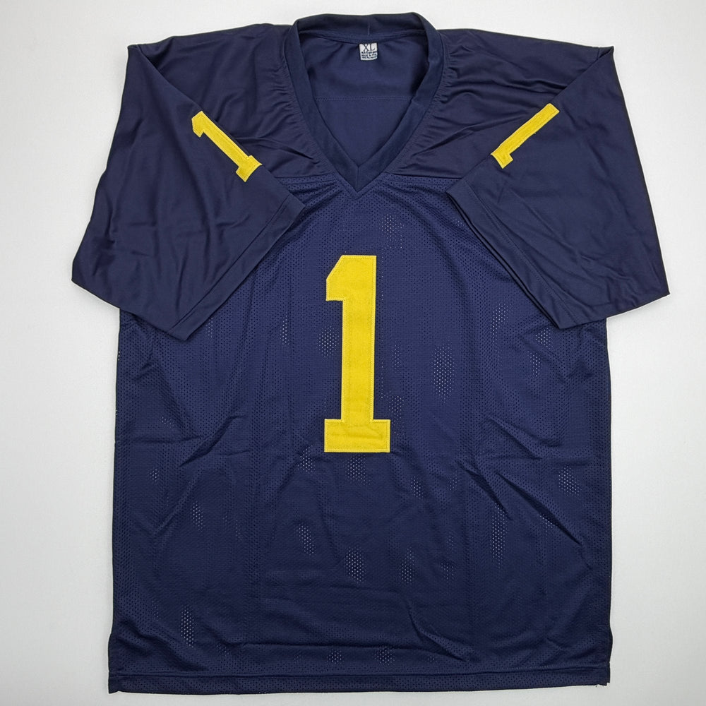 Autographed/Signed Roman Wilson Michigan Blue College Football Jersey Beckett BAS COA