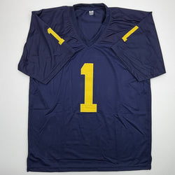 Autographed/Signed Roman Wilson Michigan Blue College Football Jersey Beckett BAS COA