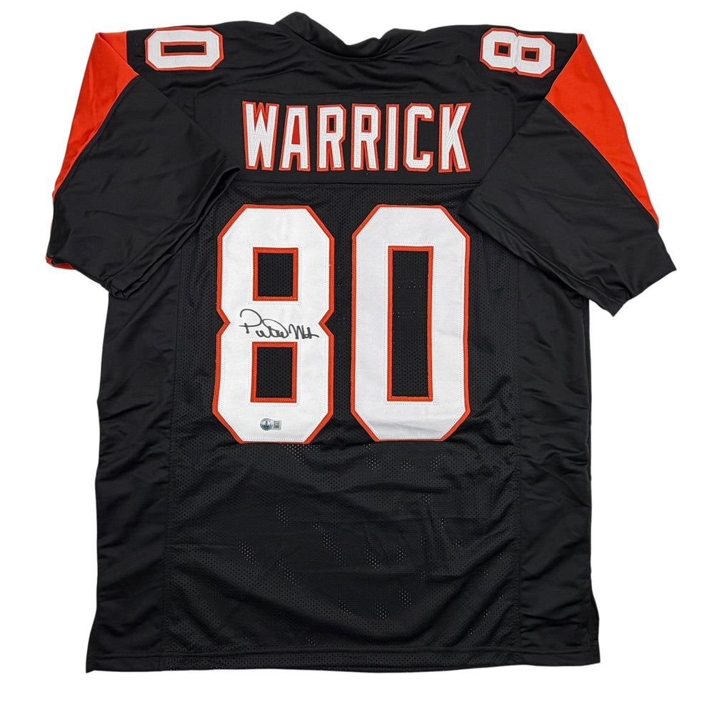Autographed/Signed Peter Warrick Cincinnati Black Football Jersey Beckett BAS COA