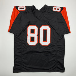 Autographed/Signed Peter Warrick Cincinnati Black Football Jersey Beckett BAS COA