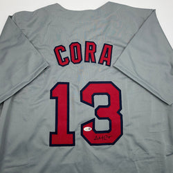 Autographed/Signed Alex Cora Boston Grey Baseball Jersey JSA COA