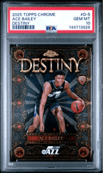 Graded 2025 Topps Chrome Ace Bailey #D5 Destiny Rookie RC Basketball Card PSA 10 Gem Mint
