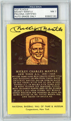 Graded Baseball Hall of Fame Plaque Mickey Mantle Signed Autographed Baseball Postcard PSA/DNA 7 Near Mint