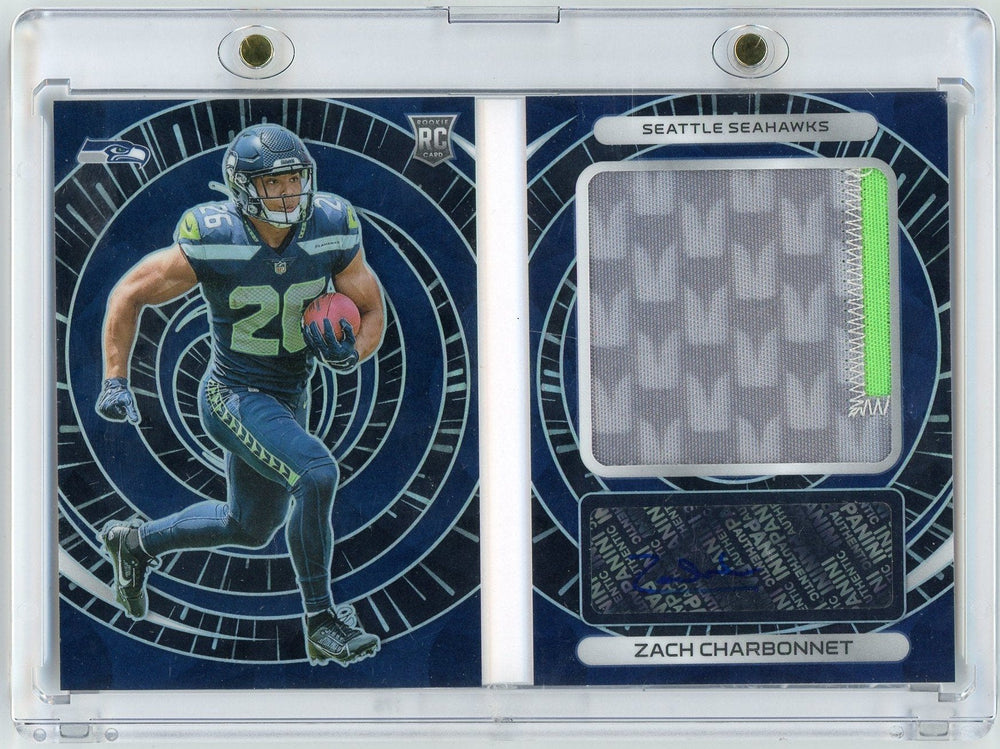 2023 Panini Spectra Zach Charbonnet #ROZCH /40 Rookie Optics Booklet RPA Auto Rookie RC Football Card