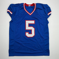 Autographed/Signed Kayvon Thibodeaux New York Blue Retro Pro Cut Football Jersey Beckett BAS COA