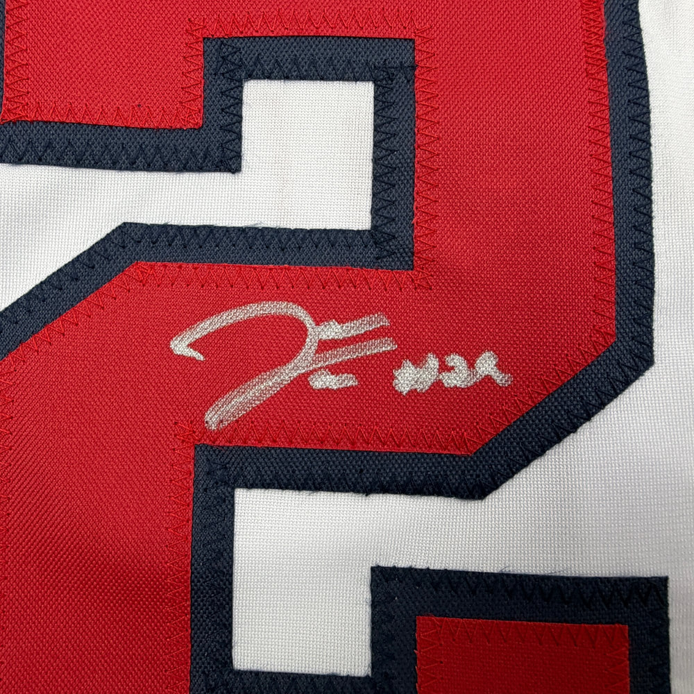 Autographed/Signed James Wood Washington White Baseball Jersey Beckett BAS COA
