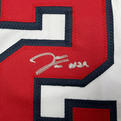Autographed/Signed James Wood Washington White Baseball Jersey Beckett BAS COA