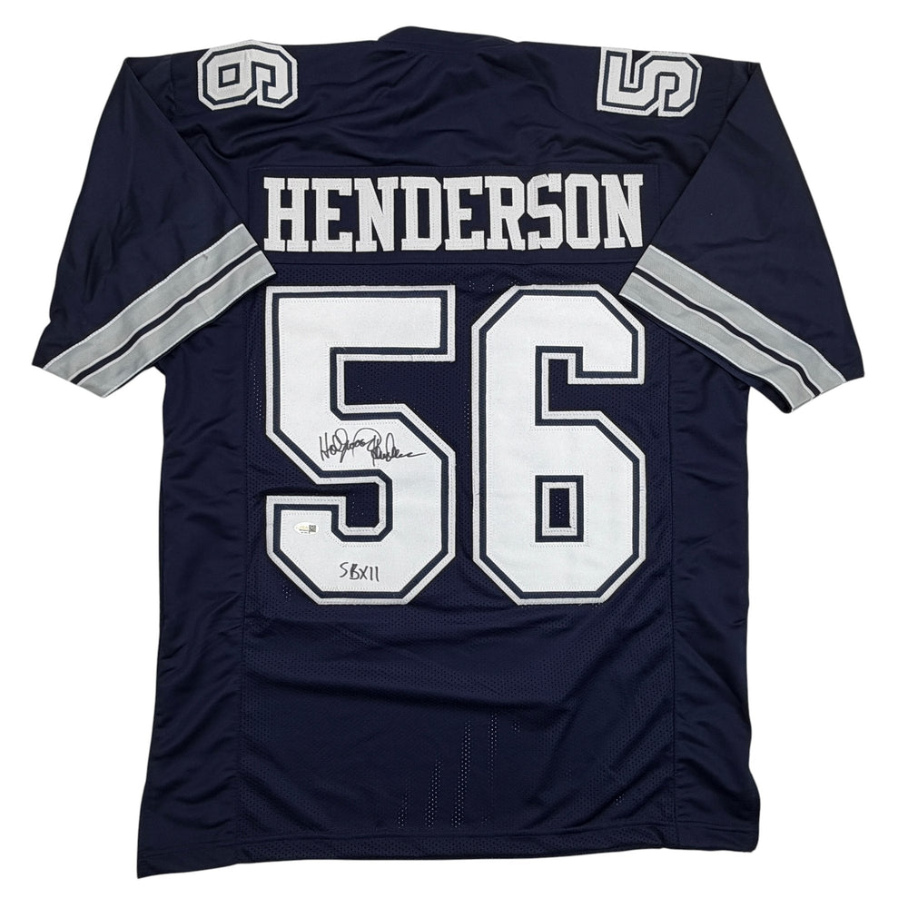 Autographed/Signed Thomas Henderson Dallas Blue Football Jersey JSA COA