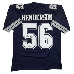 Autographed/Signed Thomas Henderson Dallas Blue Football Jersey JSA COA