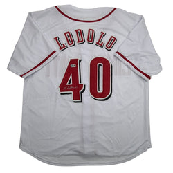 Autographed/Signed Nick Lodolo Cincinnati White Baseball Jersey Beckett BAS COA