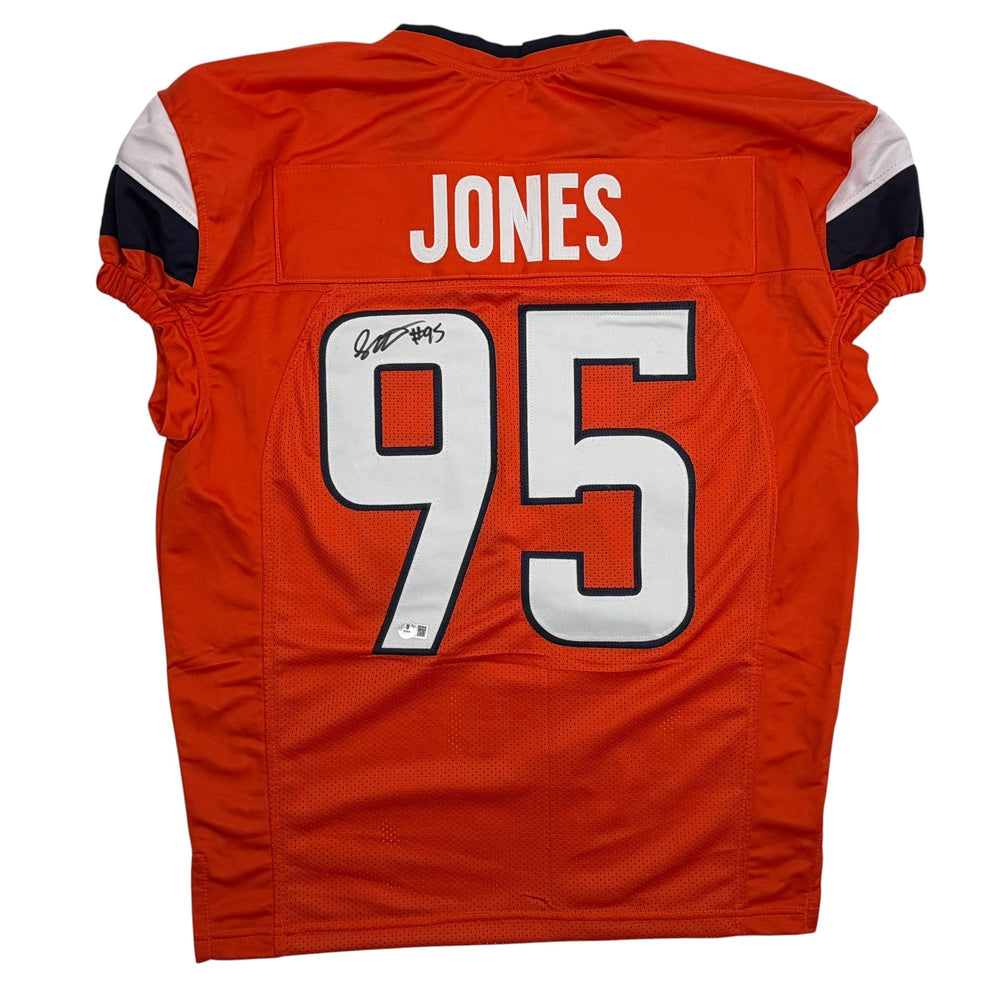Autographed/Signed Sai'vion Jones Denver Orange Pro Cut Football Jersey Beckett BAS COA