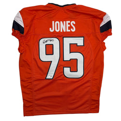 Autographed/Signed Sai'vion Jones Denver Orange Pro Cut Football Jersey Beckett BAS COA