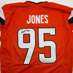 Autographed/Signed Sai'vion Jones Denver Orange Pro Cut Football Jersey Beckett BAS COA