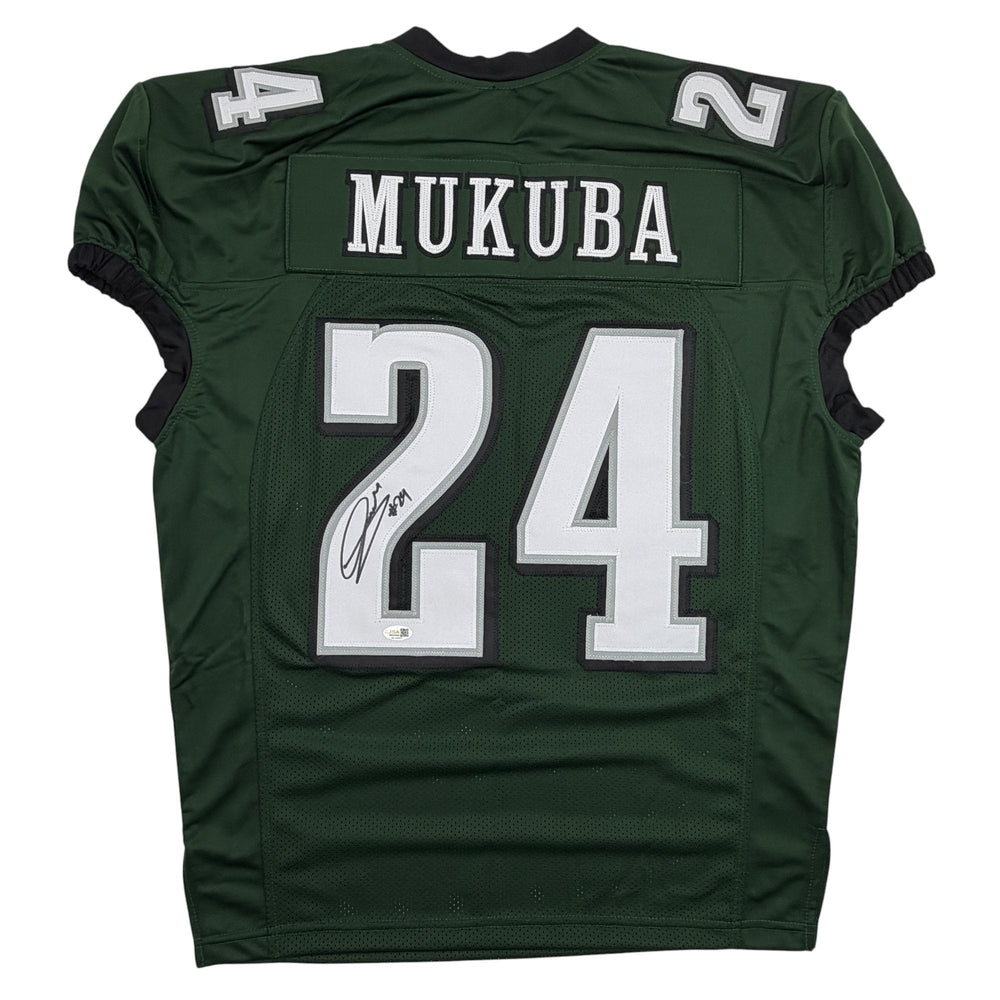 Autographed/Signed Andrew Mukuba Philadelphia Midnight Green Pro Cut Football Jersey JSA COA