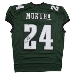 Autographed/Signed Andrew Mukuba Philadelphia Midnight Green Pro Cut Football Jersey JSA COA