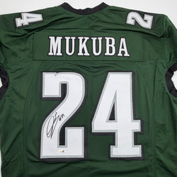 Autographed/Signed Andrew Mukuba Philadelphia Midnight Green Pro Cut Football Jersey JSA COA