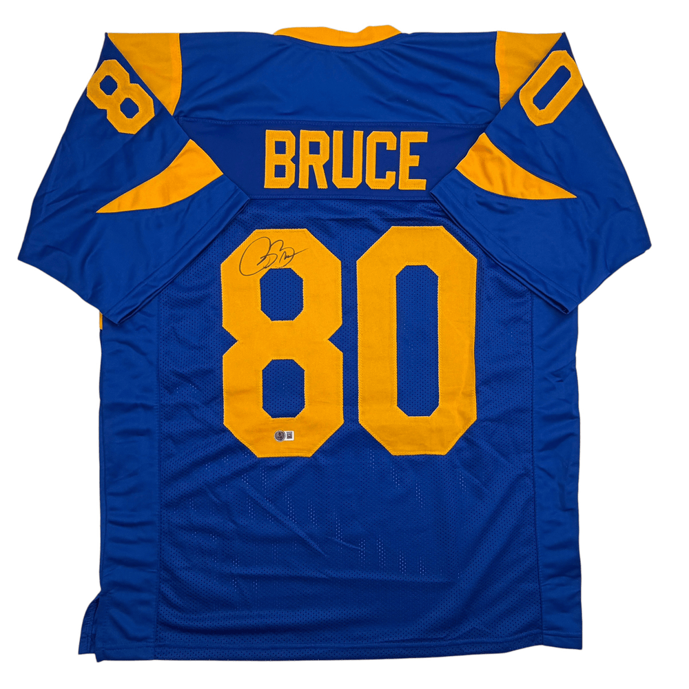 Autographed/Signed Isaac Bruce Los Angeles LA Retro Blue Football Jersey Beckett BAS COA