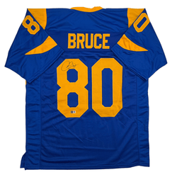 Autographed/Signed Isaac Bruce Los Angeles LA Retro Blue Football Jersey Beckett BAS COA