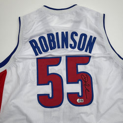 Autographed/Signed Duncan Robinson Detroit White Basketball Jersey Beckett BAS COA