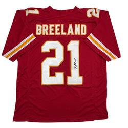 Autographed/Signed Bashaud Breeland Kansas City Red Football Jersey JSA COA