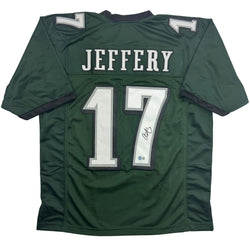 Autographed/Signed Alshon Jeffery Philadelphia Green Football Jersey Beckett BAS COA
