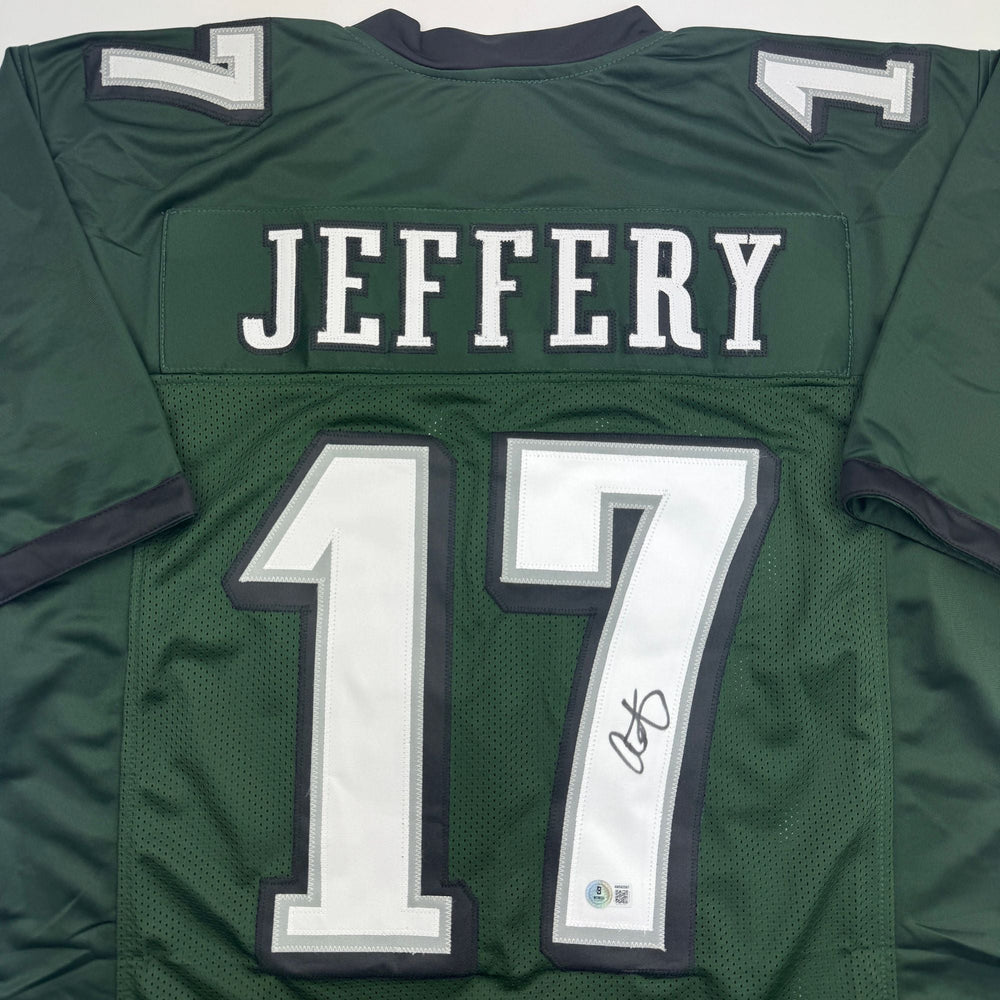 Autographed/Signed Alshon Jeffery Philadelphia Green Football Jersey Beckett BAS COA