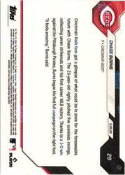 2026 Chase Burns #29 Black Foil /10 Young Fireballer Secures 1st Career MLB Victory Cincinnati Reds Rookie RC Baseball Card