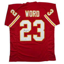 Autographed/Signed Barry Word Kansas City Red Football Jersey PSA/DNA COA