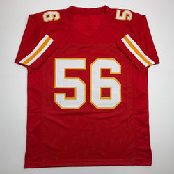 Autographed/Signed Derrick Johnson Kansas City Red Football Jersey Beckett BAS COA